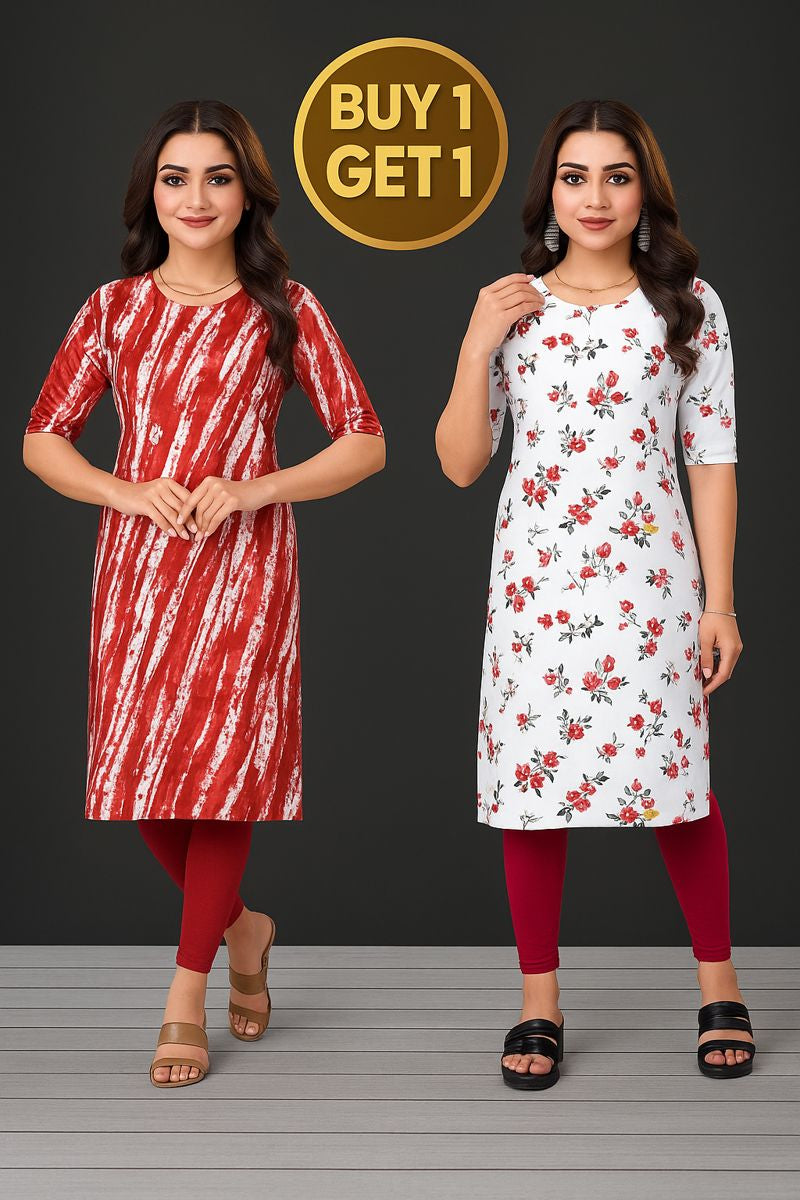 Buy 1 Get 1 Free Printed Kurti for Women | Stylish Daily Wear Kurti Combo