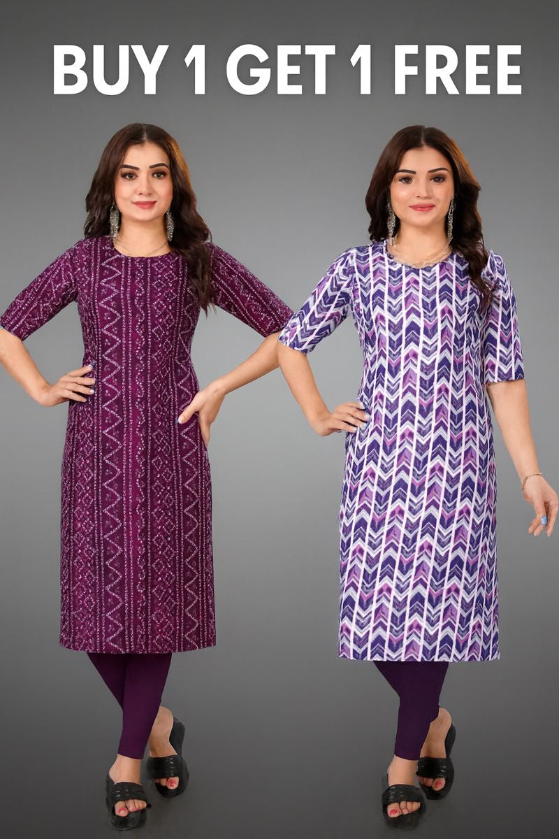 Buy 1 Get 1 Free Printed Kurti for Women |  Daily Wear Kurti Combo