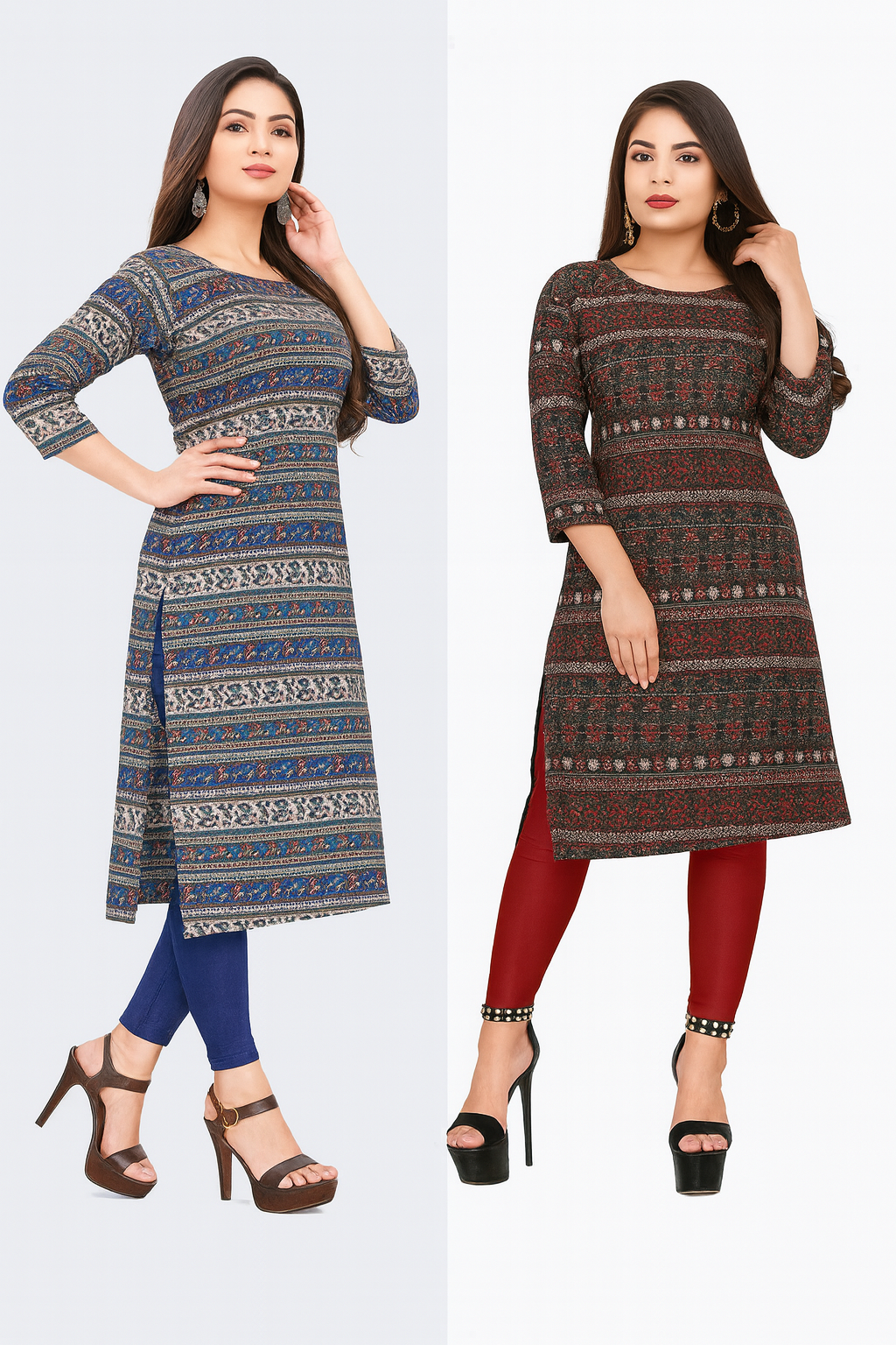 Women's Printed Kurti – Pack of 2 | Soft & Stylish Daily Wear Straight Kurta | Casual & Office Wear