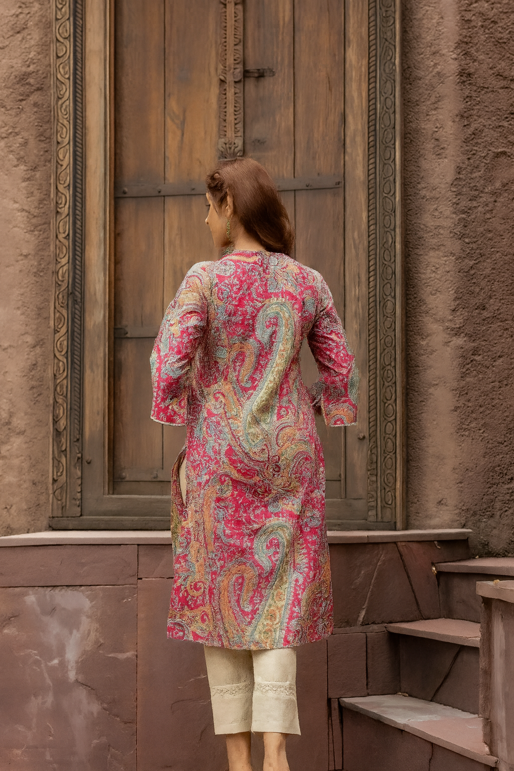 Women's Pink Multicolor Paisley Printed Kurti | Soft Rayon A-Line Kurta | Daily & Festive Wear