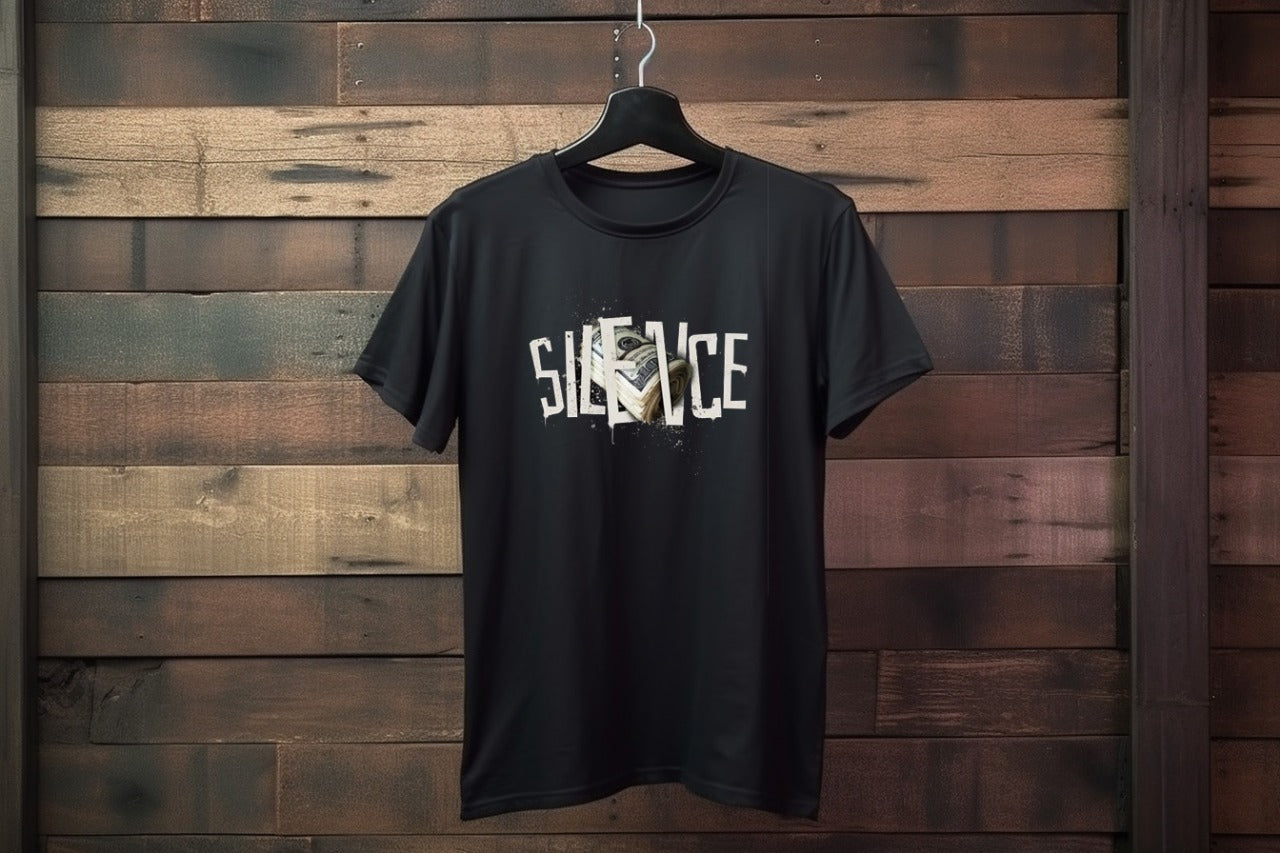 SajTrends Black Printed Typography Tshirt