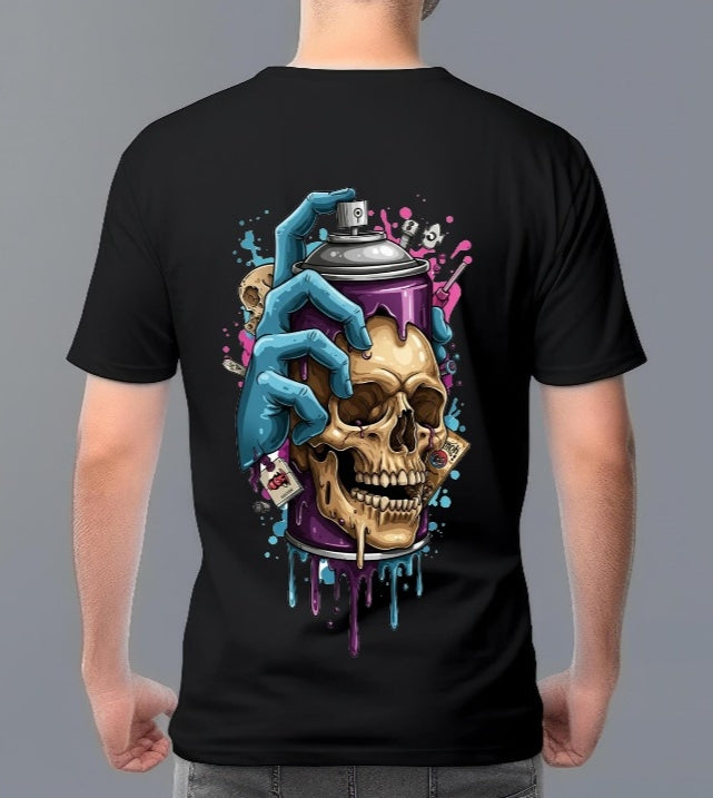 “Spray Skull” Street Art Graphic T-Shirt – Black