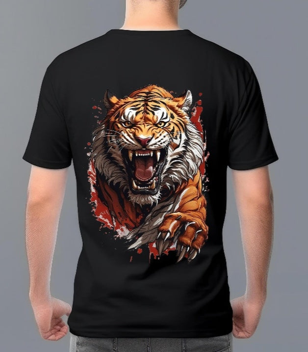 “Wild Soul – Will Never Die” Tiger Graphic T-Shirt (Black)