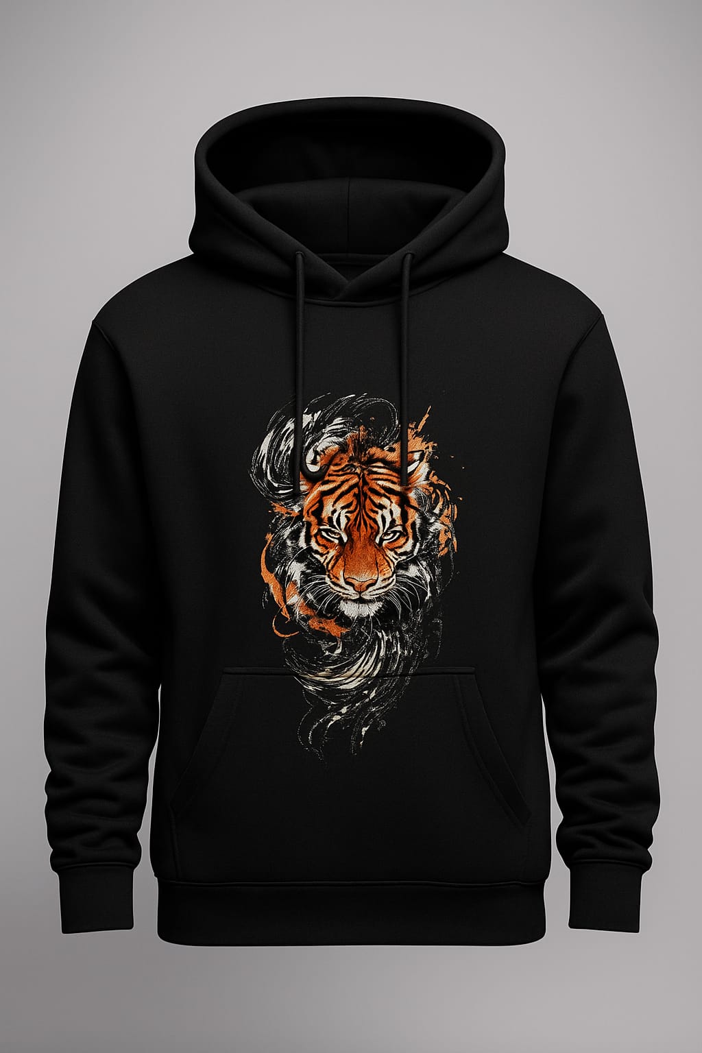Fierce Tiger Graphic Hoodie – Premium 340 GSM DTF Printed Unisex Hoodie (Black)