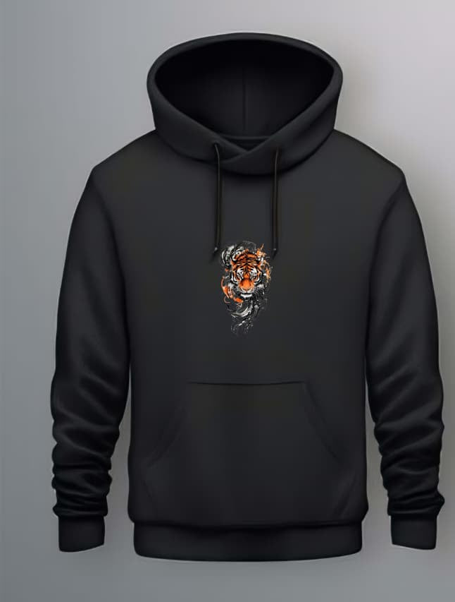 Fierce Tiger Graphic Hoodie – Premium 340 GSM DTF Printed Unisex Hoodie (Black)