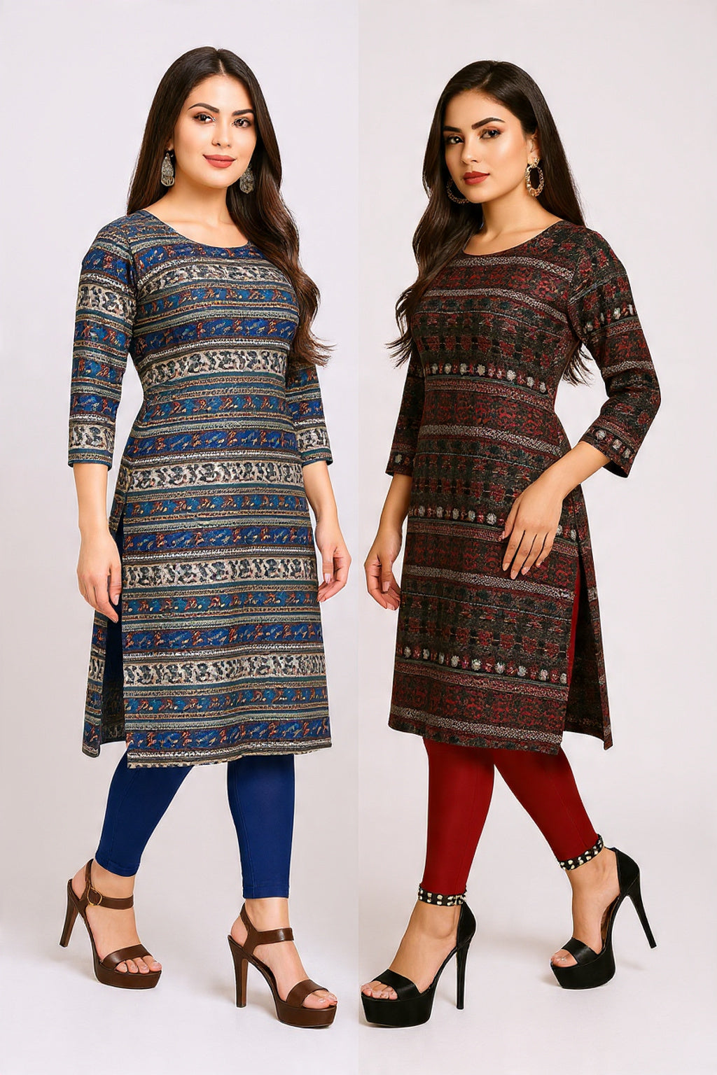 Women's Printed Kurti – Pack of 2 | Soft & Stylish Daily Wear Straight Kurta | Casual & Office Wear